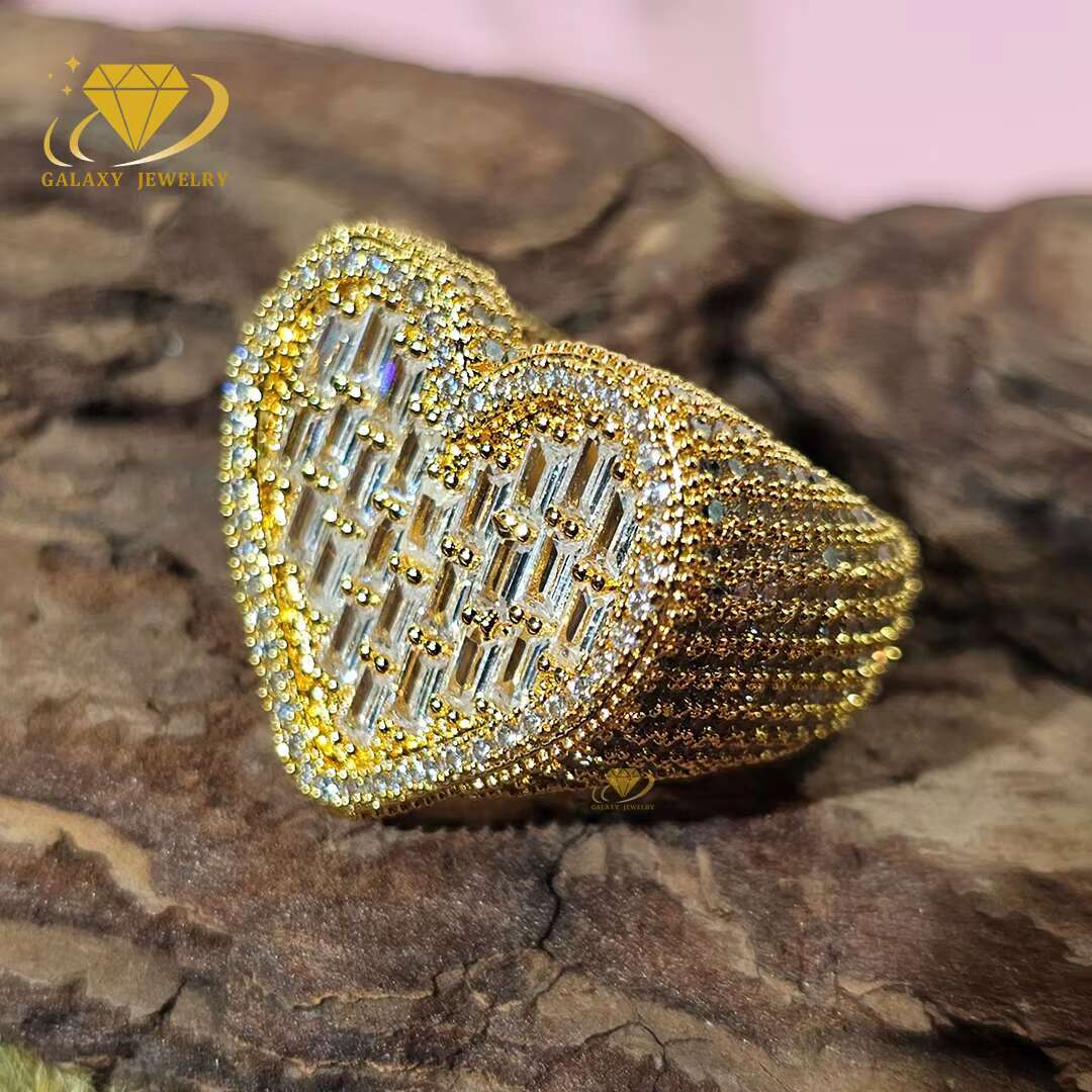 Fine Jewelry Fashion Heart Shape Ring Women Iced Out Moissanite 925 Silver Gift Custom Diamond Heart Finger Rings