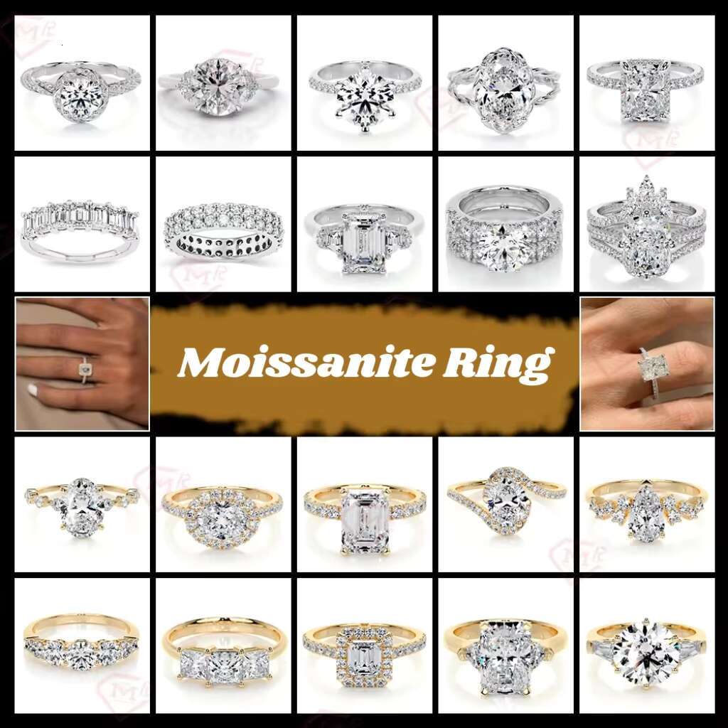 Custom Moissanite Engagement Ring Iced Out S925 Classic Women Men Luxury VVS Moissanite Ring