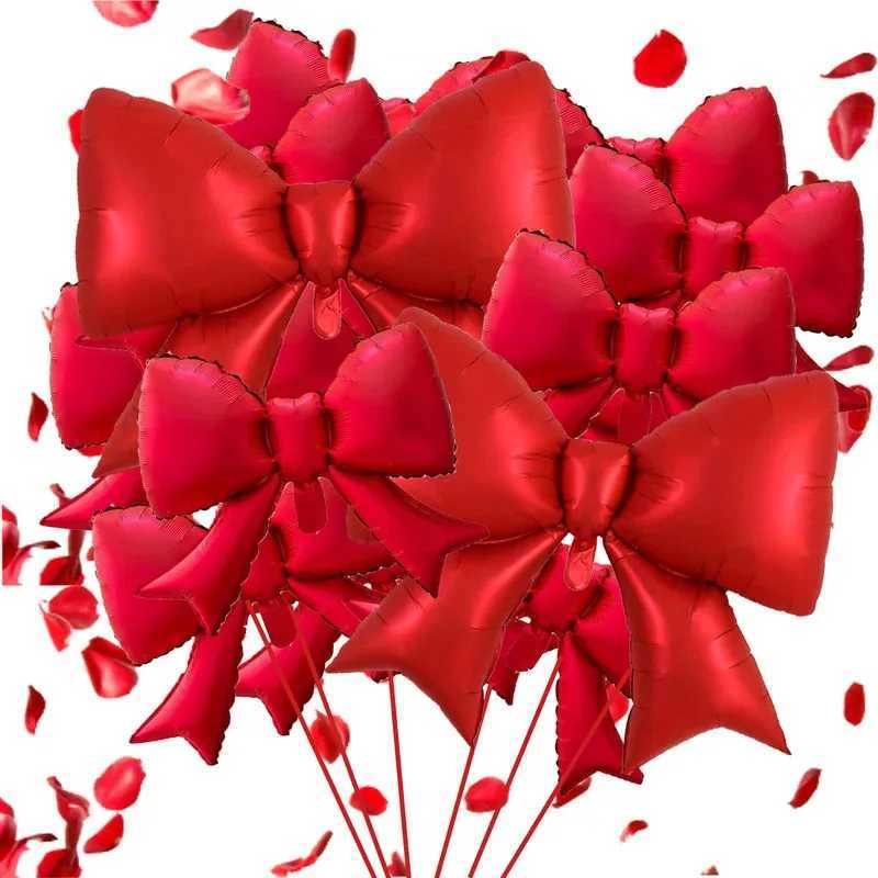 Christmas 10 Pcs Red Aluminum Foil Bow Balloons Suitable for Weddings Gender Revealing Birthdays New Years and Holiday Decorations Y251111