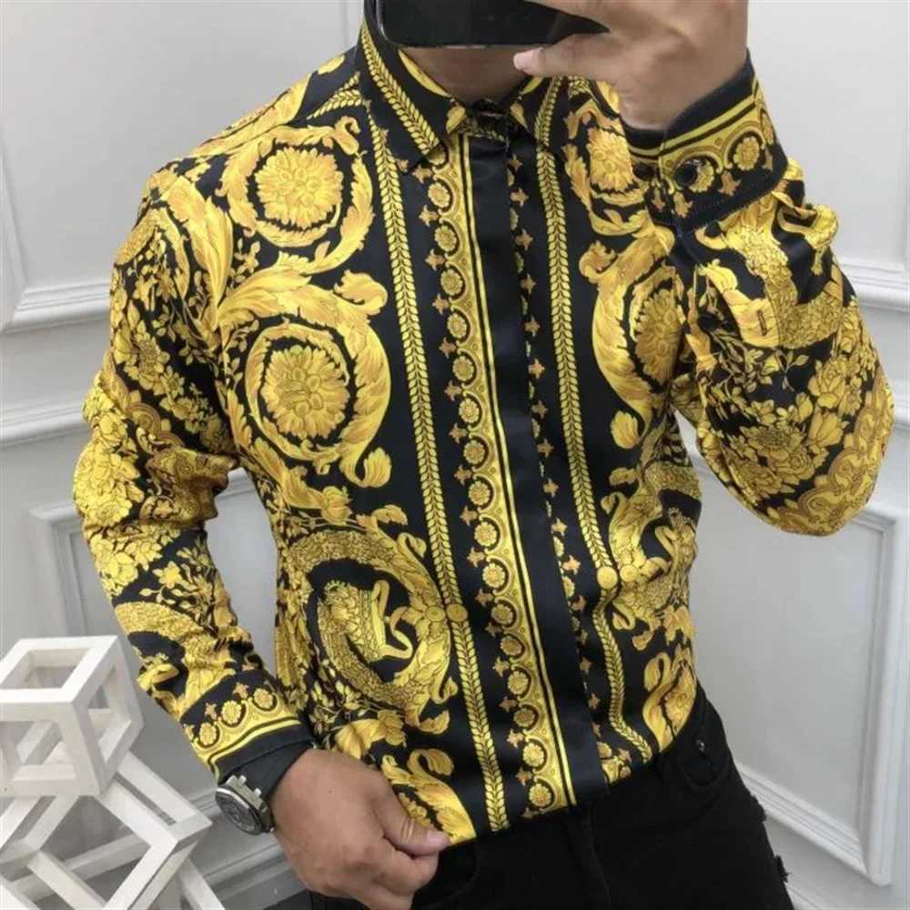 2024 Fashion Mens Luxury Shirts Image Print Mens Long Sleeve Lapel Shirts Casual Party Street Hawaiian Shirts Plus Size S-5XL K251110