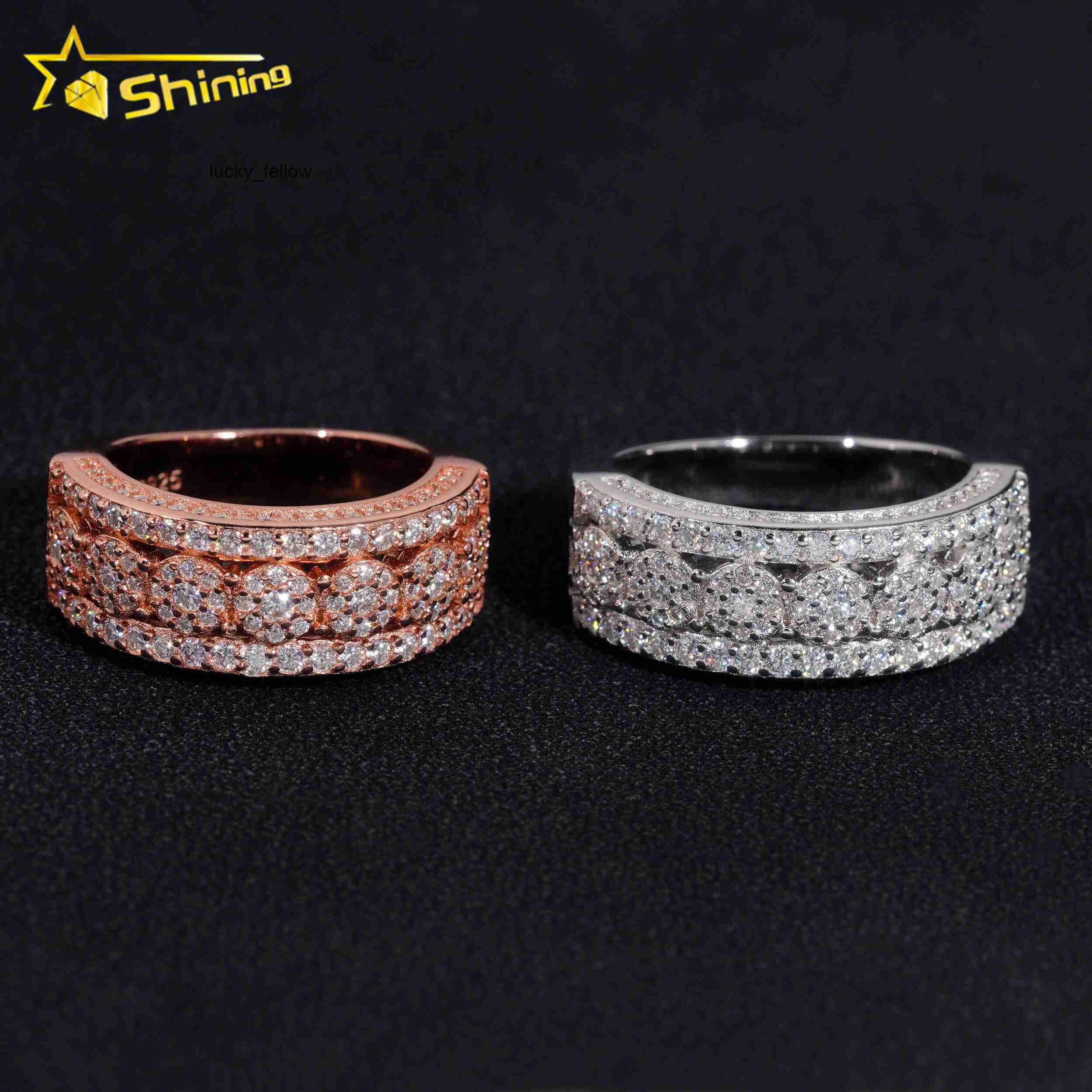 GRA Certificate 925 Sterling Silver Gold Plated Hip Hop Jewelry New Style VVS Diamond Moissanite Hip Hop Ring