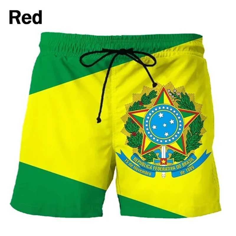 Brazilian Emblem Brazilian Flag Graphic Beach Shorts Mens 3D Printed Board Shorts Swimwear Homme 2023 Summer Swimming Relay Childrens Ice ShortsW25041