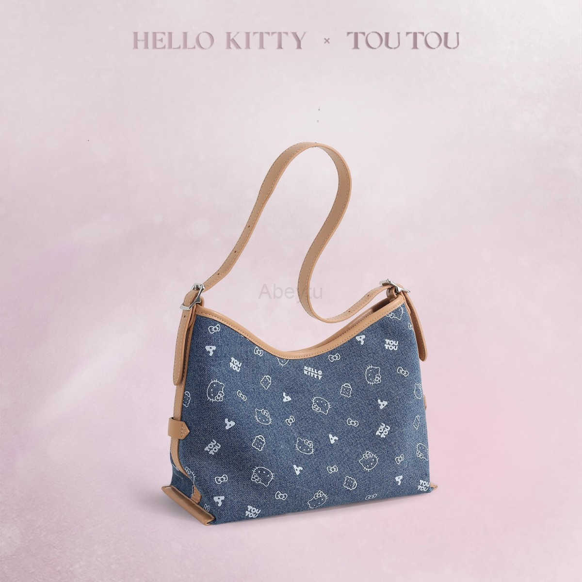 Sanrio TOUTOU Hello Kitty Collaboration Hello Kitty Hello Kitty Denim Tote Bag Large Capacity Underarm Bag H251111