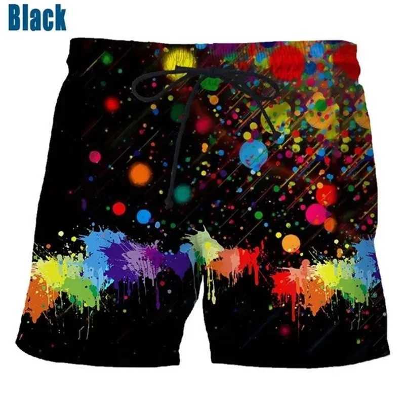 Color Ink Mens Swimming Shorts 3D Printed Splashing Ink Water Drop Color Ice ShortsW250410