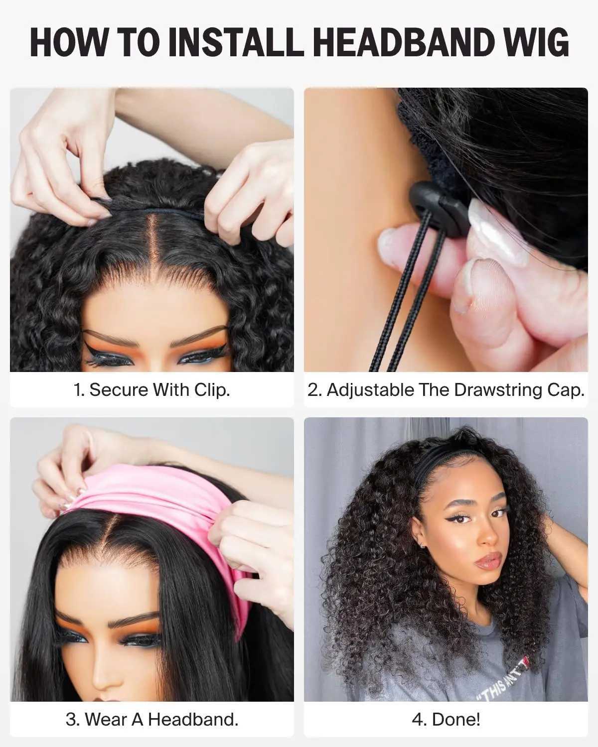 Half Wig Human Hair Wigs 200 Half Wig Kinky Curly Human Hair Wigs 3 In 1 Invisible Hairline Wear Go With Drawstring SeamlessT251111