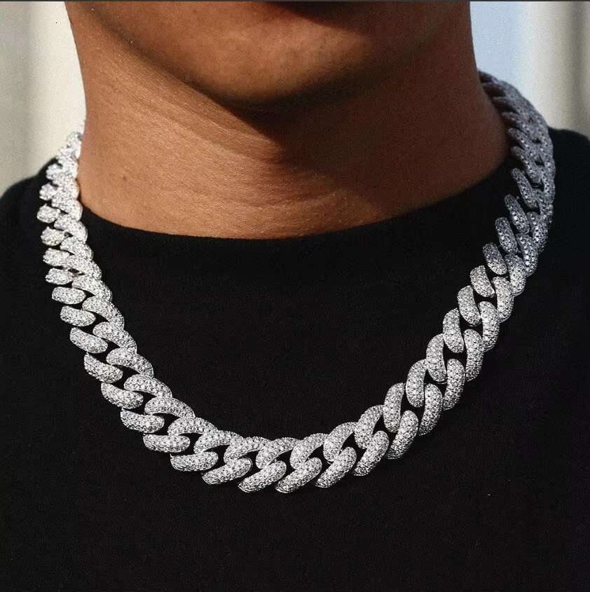 Yu Ying Jewelry Miami Cuban Chain 13mm 16mm Width 925 Sterling Silver GRA Moissanite Cuban Link Chain Hip Necklace