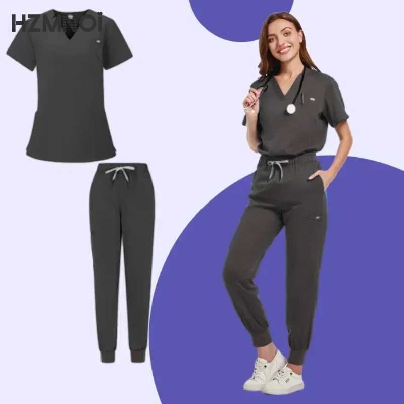 Surgical Uniforms Woman Scrub Set Medical Nurse Beauty Sn Workwear Clinical Scrubs Top Pants Spa Doctor Nursing Clinical Suit X250410
