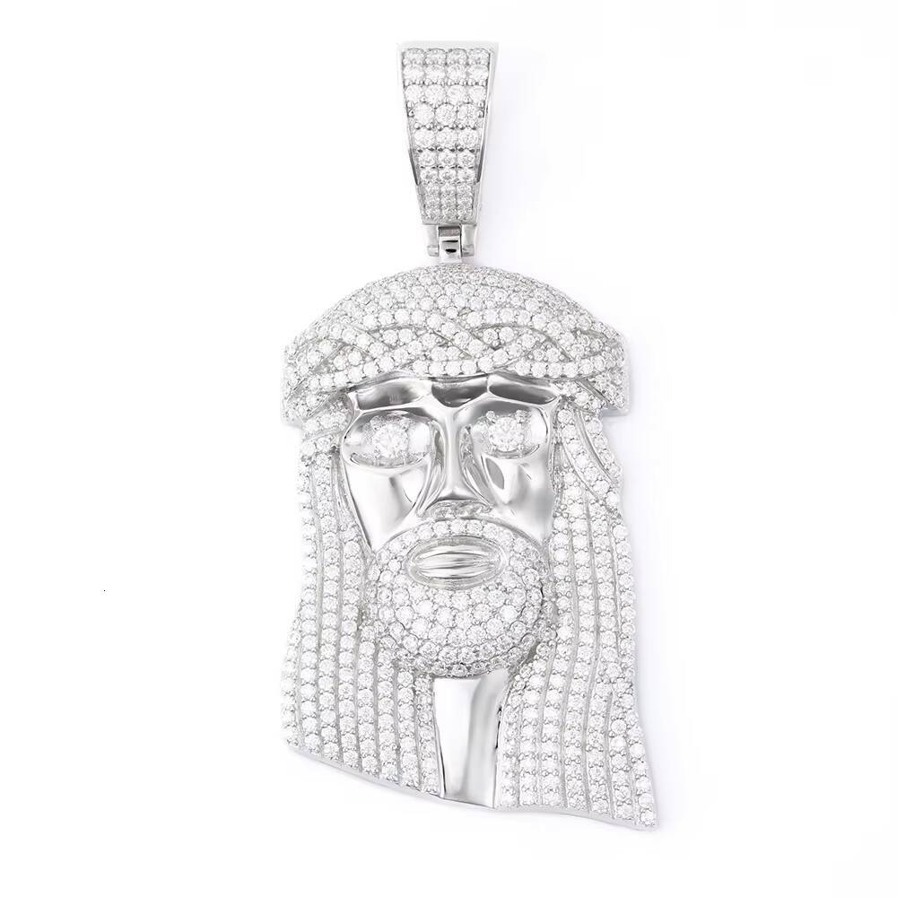Custom 925 Silver Jewelry Hip Hop Ice Out Moissanite Diamond GRA Cuban Tennis Necklace Chain Moissanite Large Jesus Pendant
