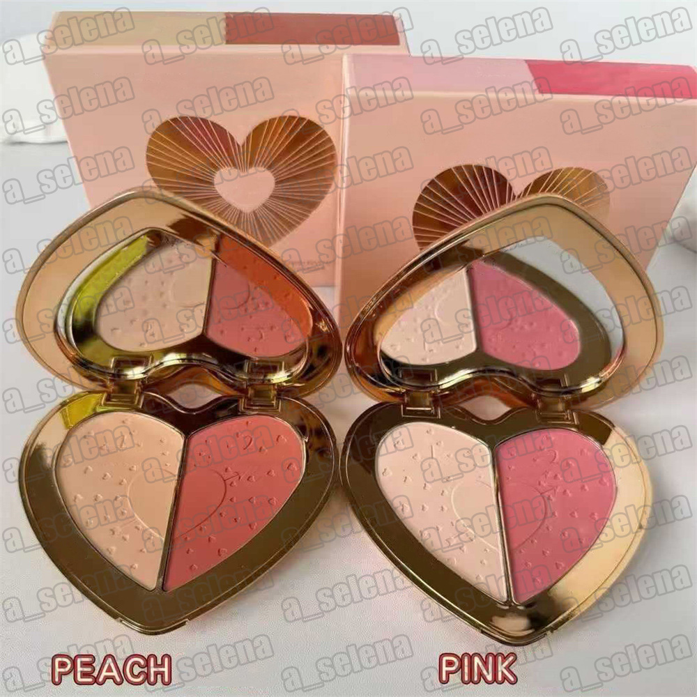Face Makeup Double Color Heart-Shaped Blush Palette Daily PINK-Rosette Pink PEACH-Creamy Bean Paste Red Cheek 13g
