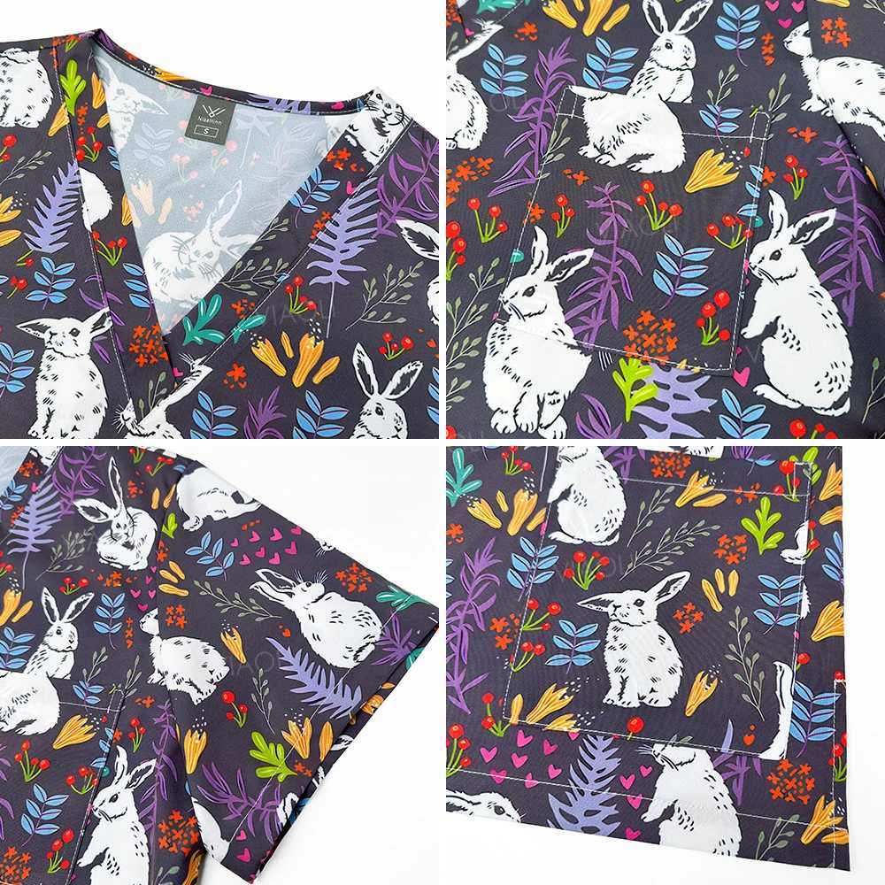 Hot selling multi-color fashionable printed womens frosted top and pants set medical uniform frosted nurse doctor laboratory work uniform surgical gow