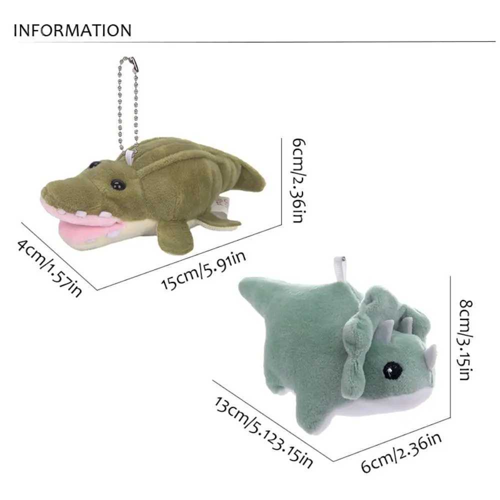 Cartoon dinosaur plush keychain soft and cute crocodile bag pendant fashionable plush filled triangular dragon keychain suspension accessories W250411
