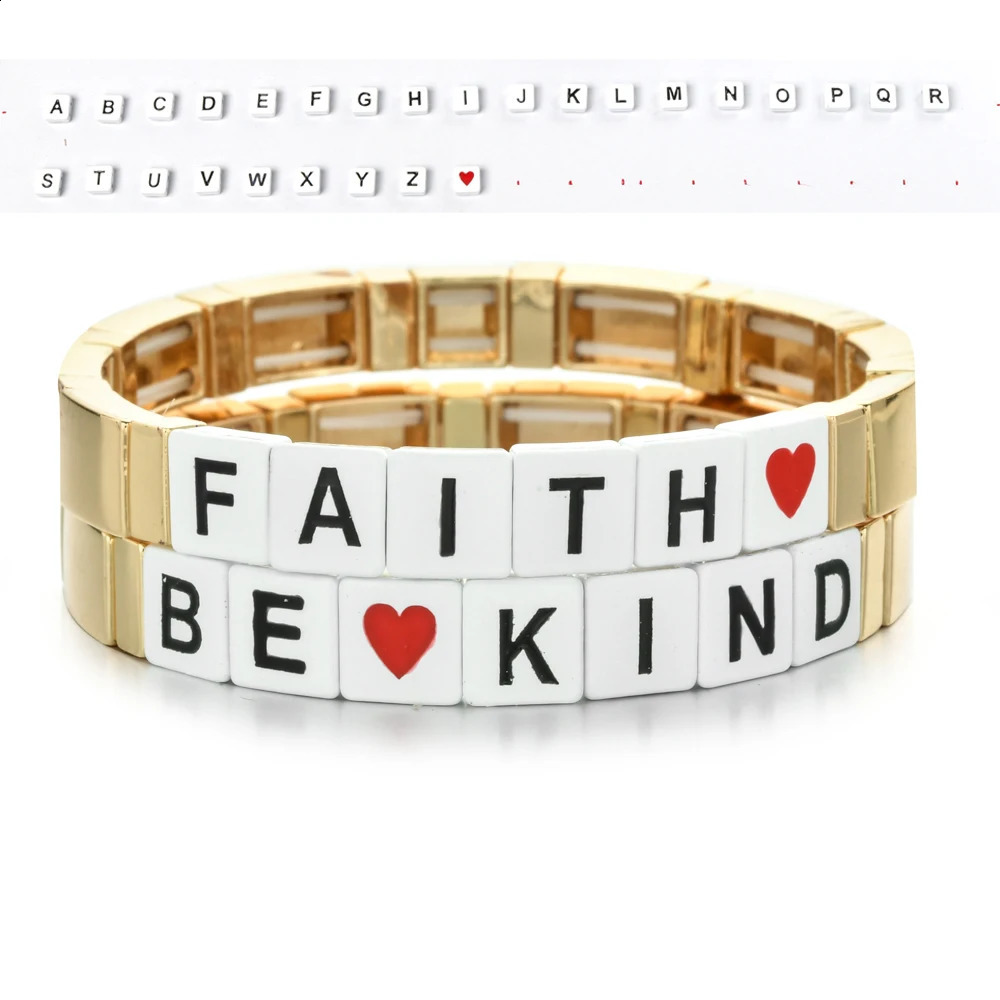 Gold silver metal enamel bracelet custom name DIY letter bracelet Bohemian womens number bracelet bead bracelet Pulsera 250408