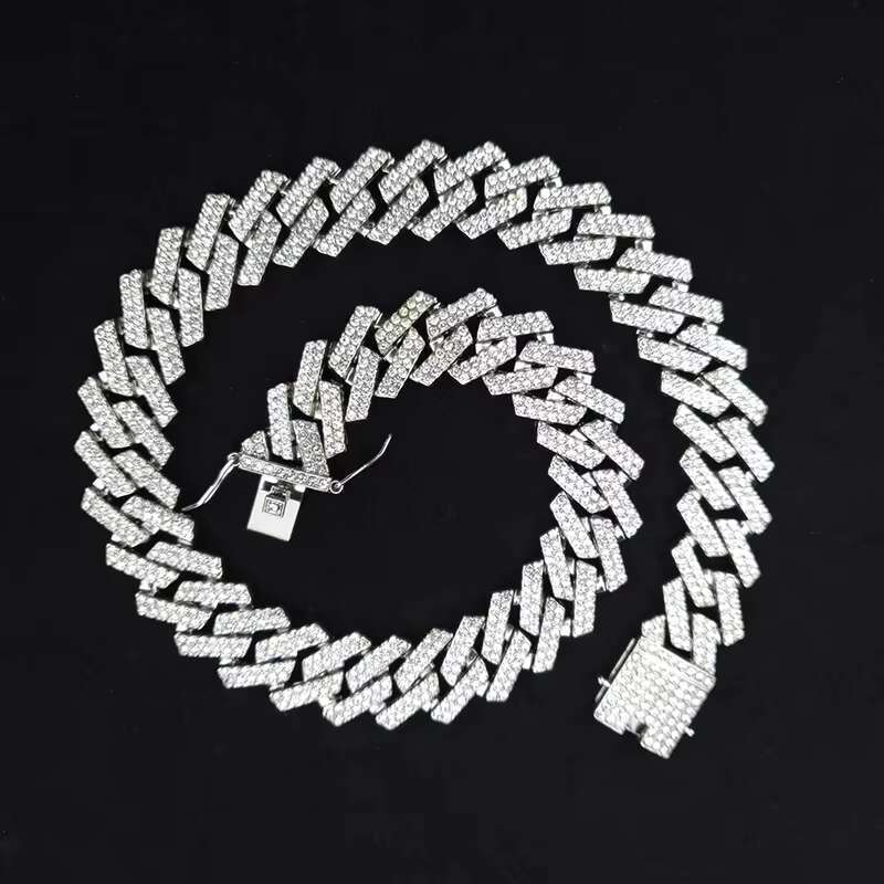 DHCollections 20mm Width k Gold Sier Bg Hip Hop Iced Out Miami Cuban Chain Necklace Jewelry