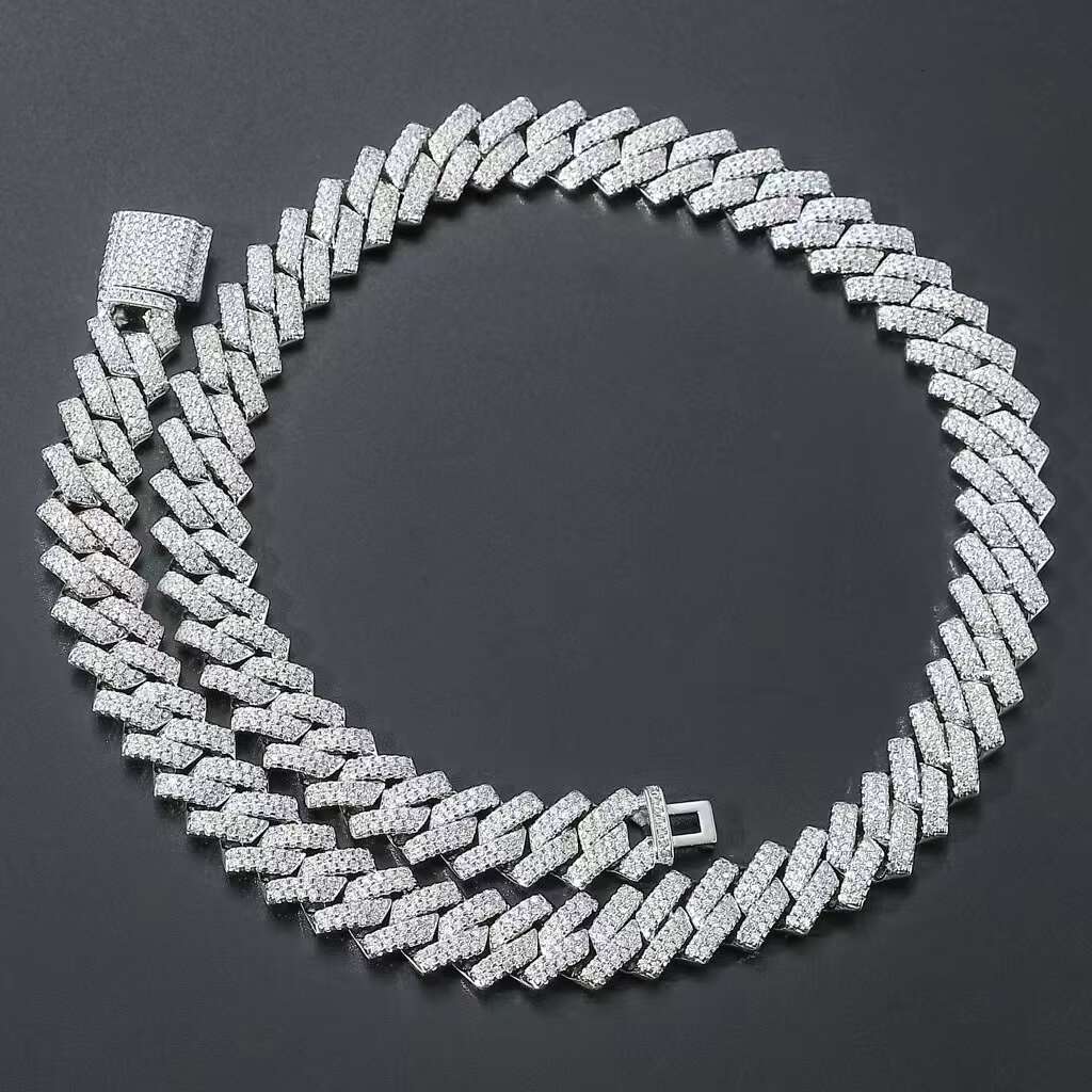 Cubana Hip Pop Jewelry 925 Sterling Silver High Quality VVS Moissanite Iced Out Cuban Link Chain Men Necklace