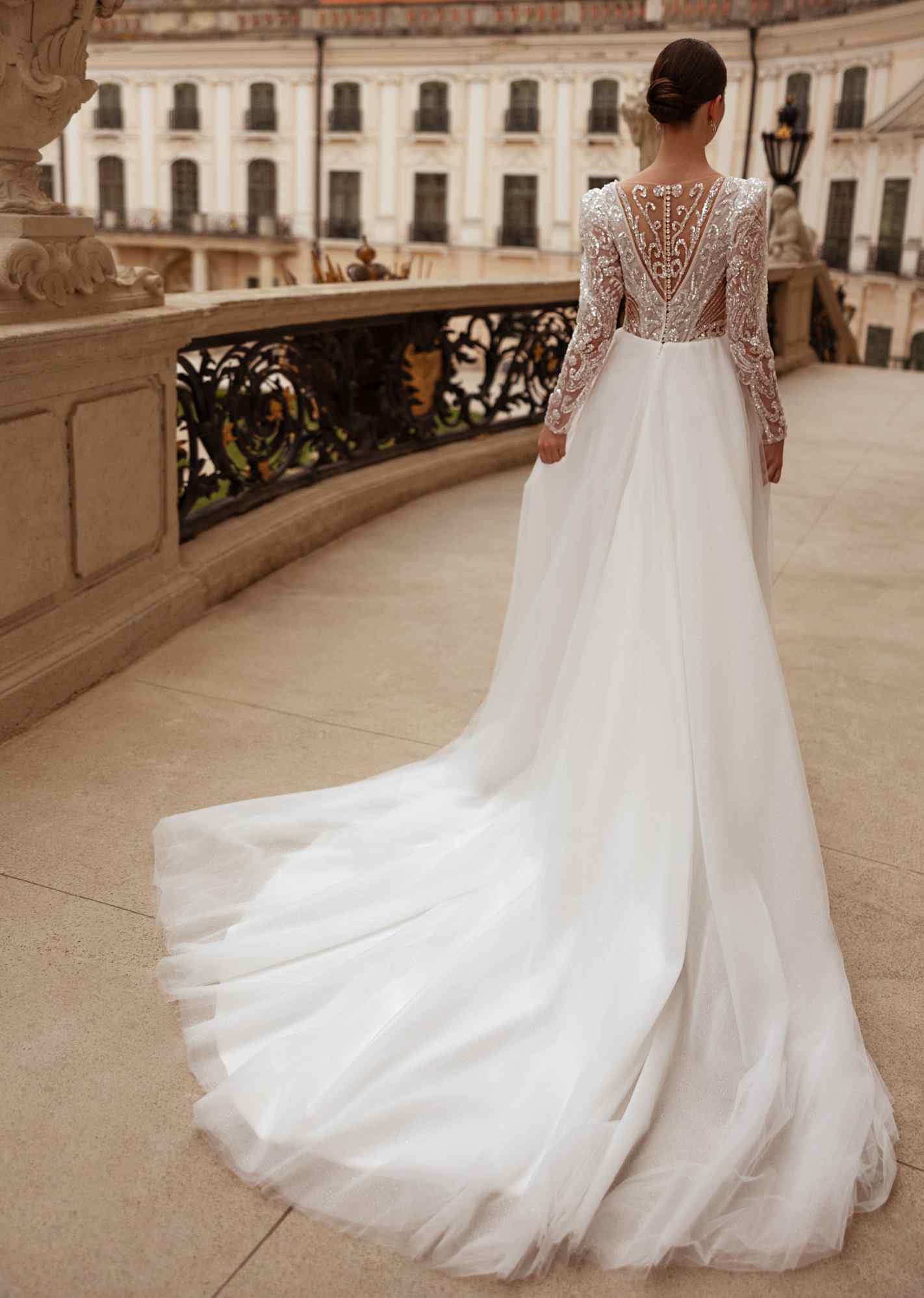 Elegant Wedding Dresses 3D-Lace Ball Gown Shine Sexy V-Nevk Bridal Gowns Sequins Royal Tail vestidos de novia Size Customized Plus Size H25652