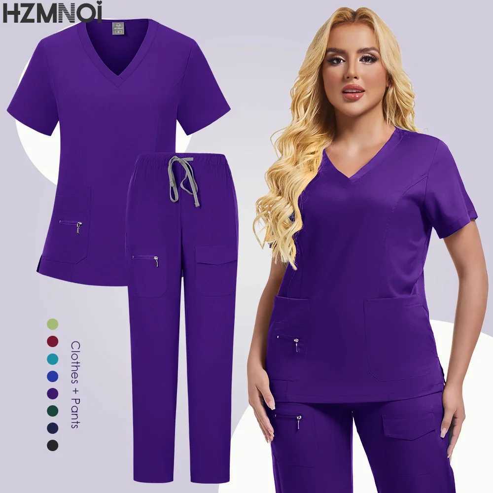 Multi color medical uniform female hospital surgical nurse Scrubs set nurse accessories dental clinic beauty Sn soft work clothes X250410