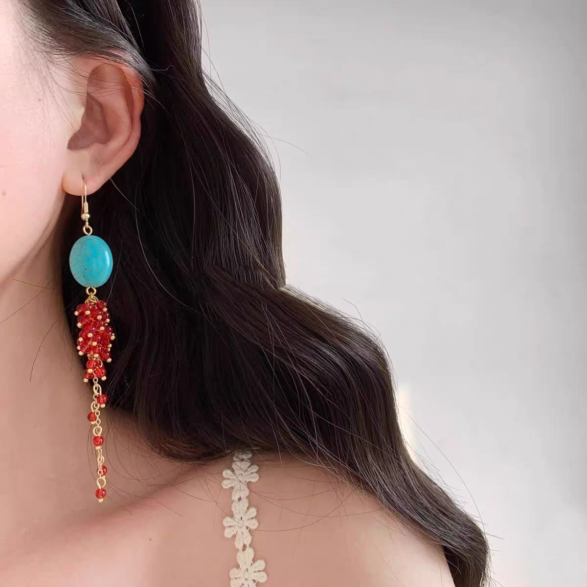 Vibrant Handmade Ethnic Turquoise Drop Earrings - Perfect Gift Idea