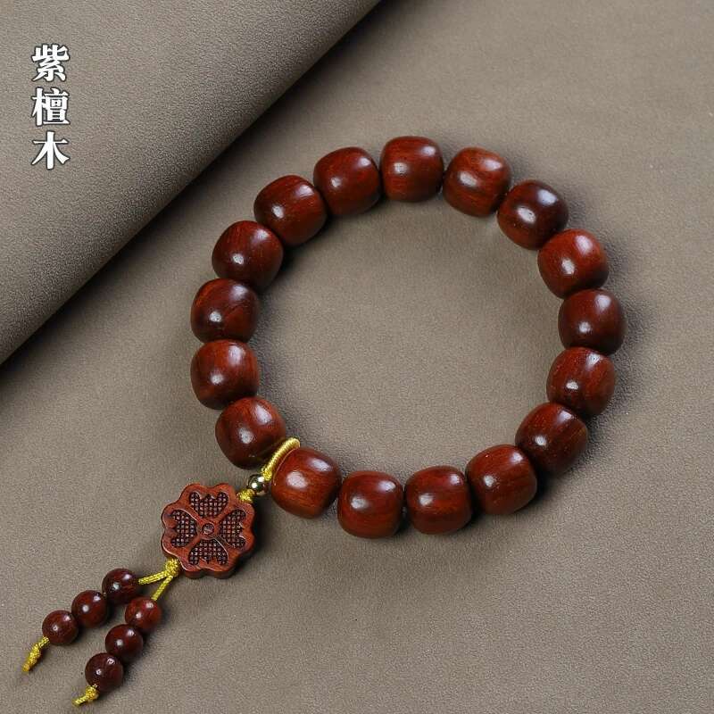 UMQ Natural Small Leaf Rosewood Old Diy Bracelet Men's and Women's Jewelry Clover Pendant Buddha Beads Wenwan