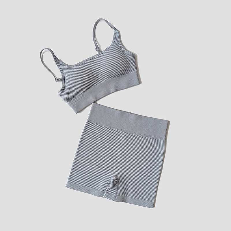 WAREBALL seamless yoga set womens cut top bra legs 2PCS womens fitness gym workout shorts sportswear gym setW250411