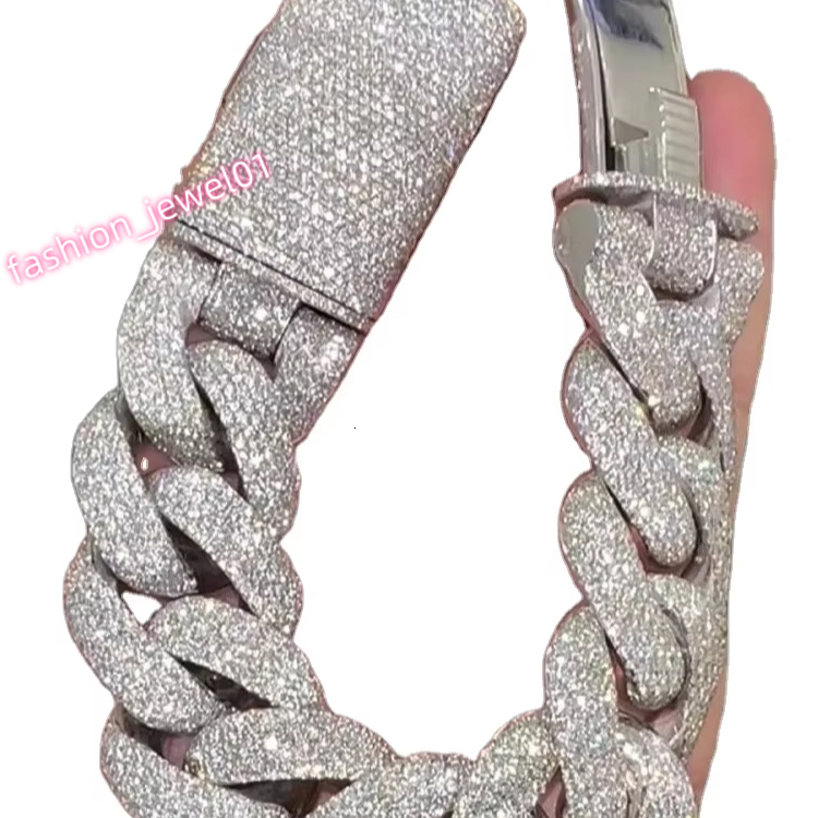 Iced Out Cuban Link Moissanite Bracelet 925 Sterling Silver Customized HIP HOP Cuban Link Bracelet