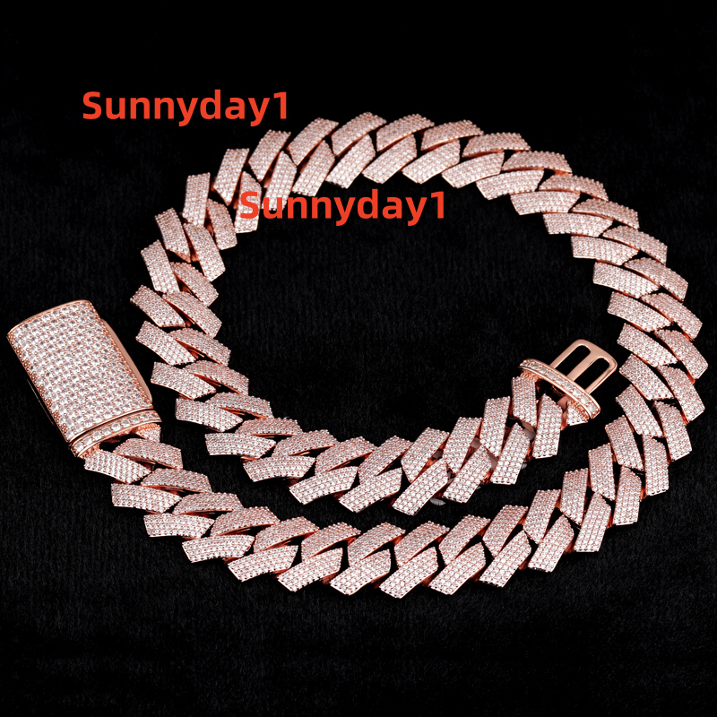 Fine Jewelry Hip Hop Jewelry 18mm Silver 925 Jewelry Men Rose Gold VVS Moissanite Diamond Iced Out Cuban Bracelet for Rapper