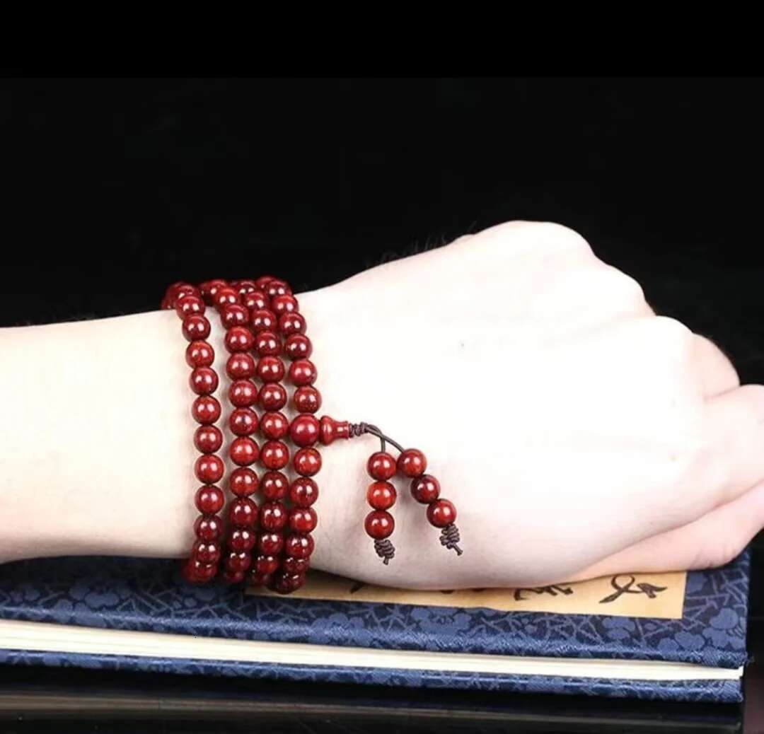 Natural authentic Indian small leaf rosewood multi circle bracelet with 108 men's women's bracelets and Buddha beads
