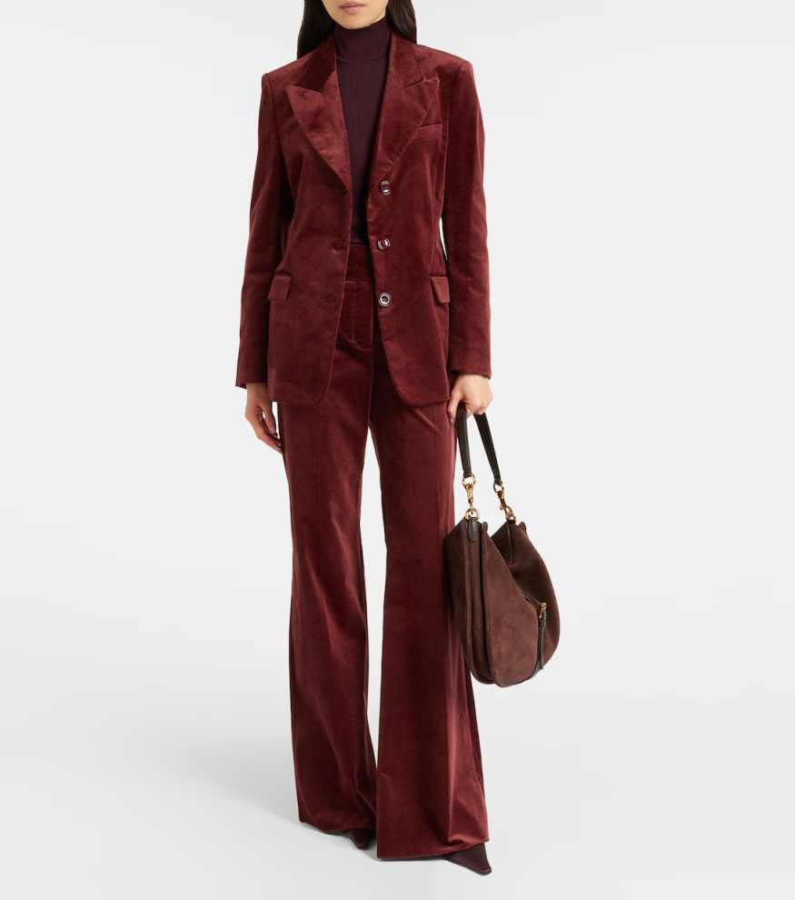 Vintage Corduroy Women Suits Single Breasted Peaked Lapel Pants Sets 2 Pieces Autumn Winter Customized Wear