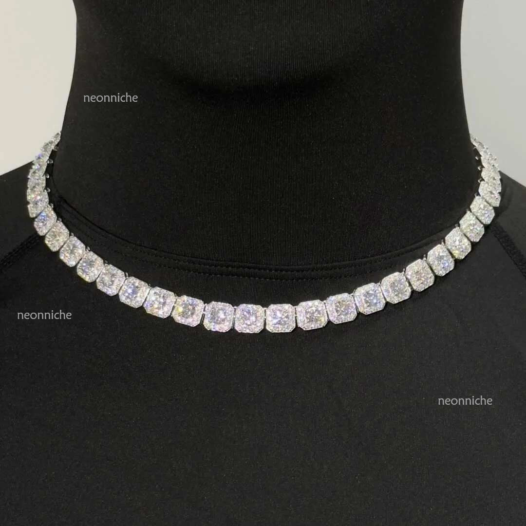 10mm/12mm Custom Size Rock-Candy Tennis Hip Hop Necklace 6mm 5.5mm Vvs Moissanite Chain With sier For Men