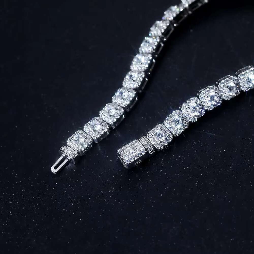 Wholesale Custom Fashion Sterling 925 Silver cvd Lab Diamond GRA Moissanite Zircon Tennis Sterling Bracelet for Men