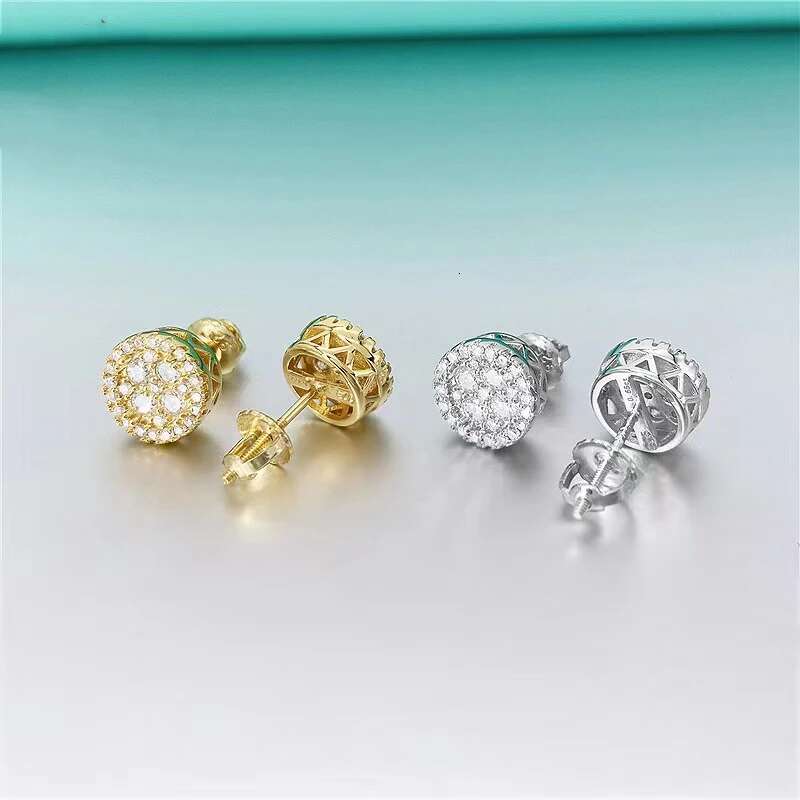 Trendy 925 Sterling Silver Geometric Moissanite Stud Earrings Screw Back for Women Men Handmade Jewelry Diamond Test Pass Gift