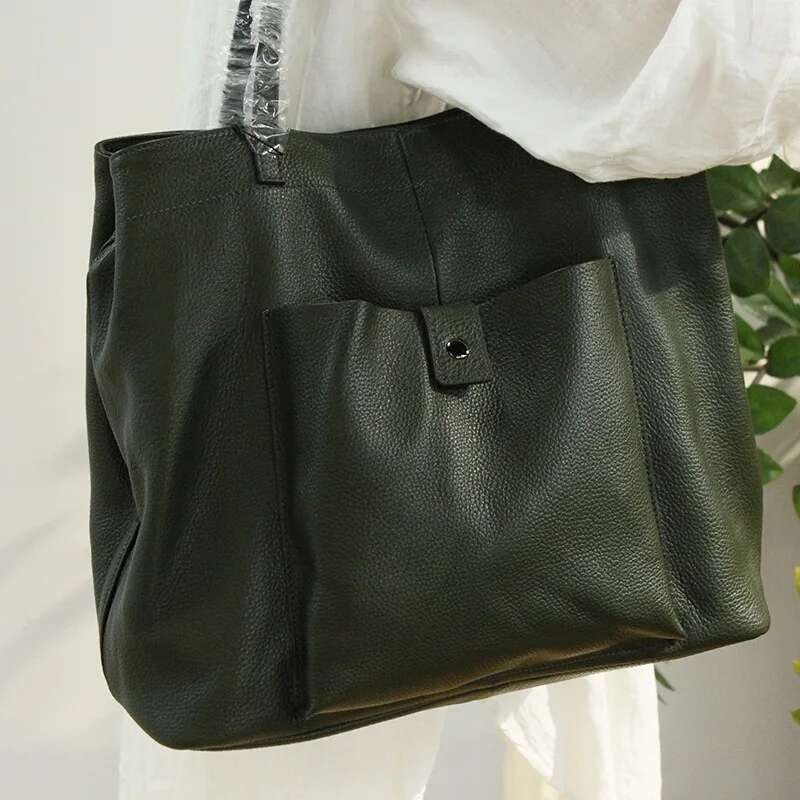 Designer Bag New Genuine Women's Vintage First Layer Soft Leather Large Capacity Multi-Compartment Shoulder Bag