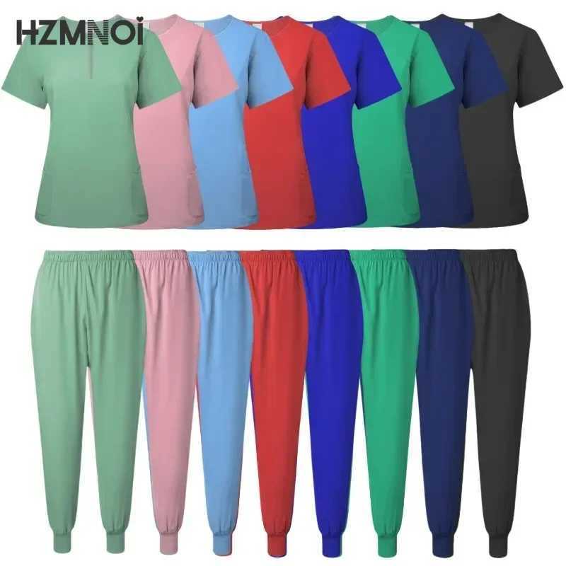 Casual and Comfortable Two-piece Set Stretch Quick-drying Medical Work Clothes Pet Hospital Short-slved Trousers Suit X250410