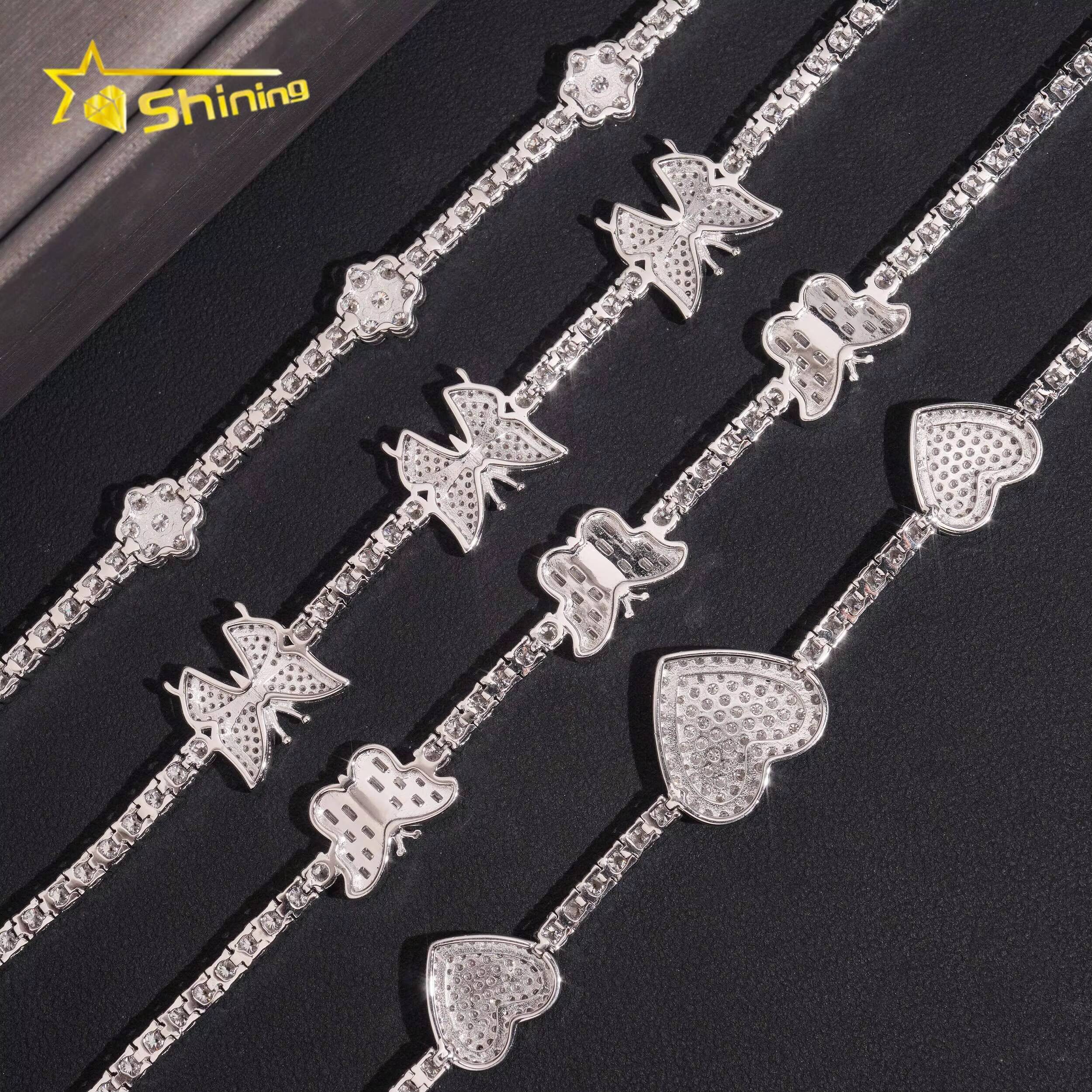 Iced Out 925 Sterling Silver Bracelet Collection Hip Hop Jewelry GRA Certificated D VVS Moissanite Men Bracelet