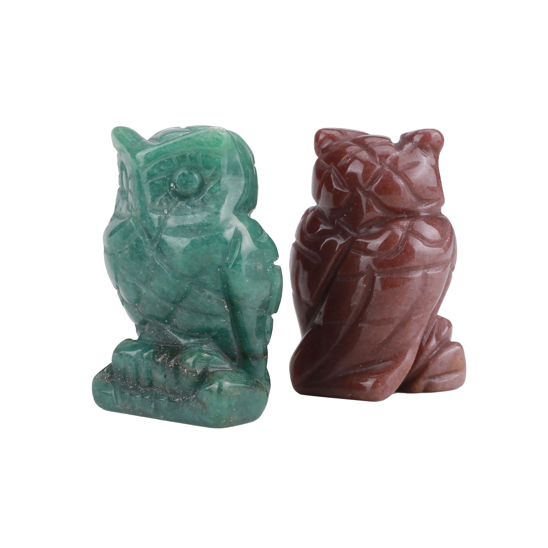 2-inch crystal semi-precious stone small animal figurine, craft small gift, jade owl carving piece
