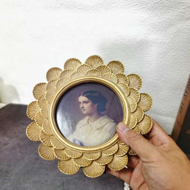European Retro Style Round Flower Shape Creative Luxury Picture Frame Photo Display Holder for Bedroom Home Decor L251110 H260306