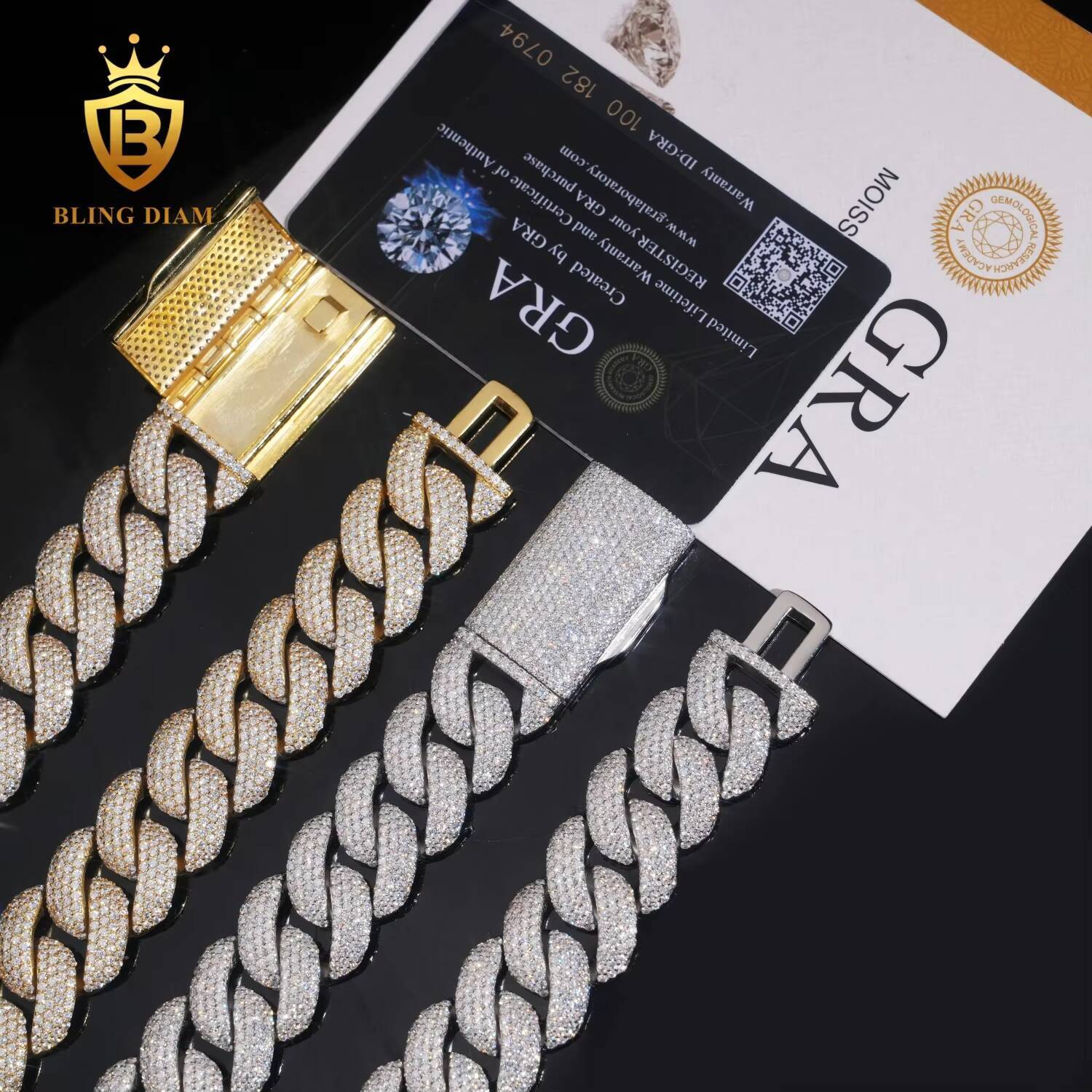 Iced Out VVS Moissanite Diamond Fine Jewelry Sterling Silver 925 Hip Hop Miami Cuban Link Chain Necklace