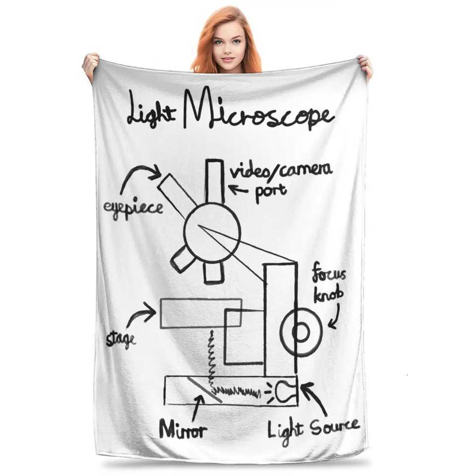 Light Microscope Diagram Blanket Portable Flannel Sofa Throw Blanket for Home Bedroom Office Throws Bedspread Quilt C251111