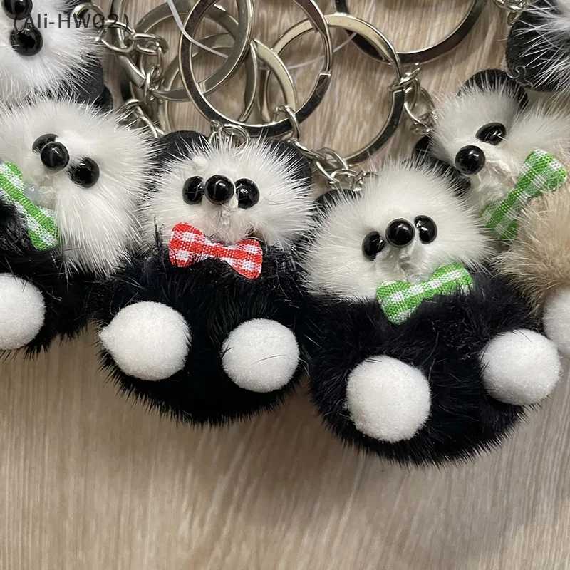 Cute mink bear keychain bag car charm pendant plush toy creative gift random W250411