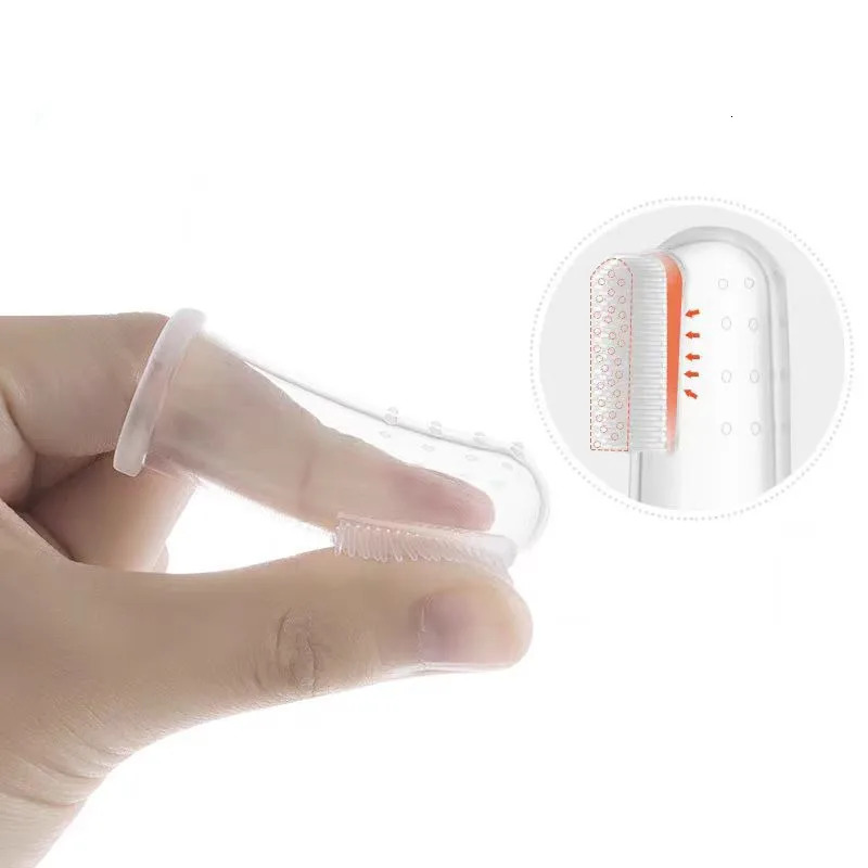 Silicone Soft Pet Finger Cuff Toothbrushes Dog Brush Bad Breath Tartar Teeth Care Tool Cat Cleaning Scrub Silicagel Supplies 251110