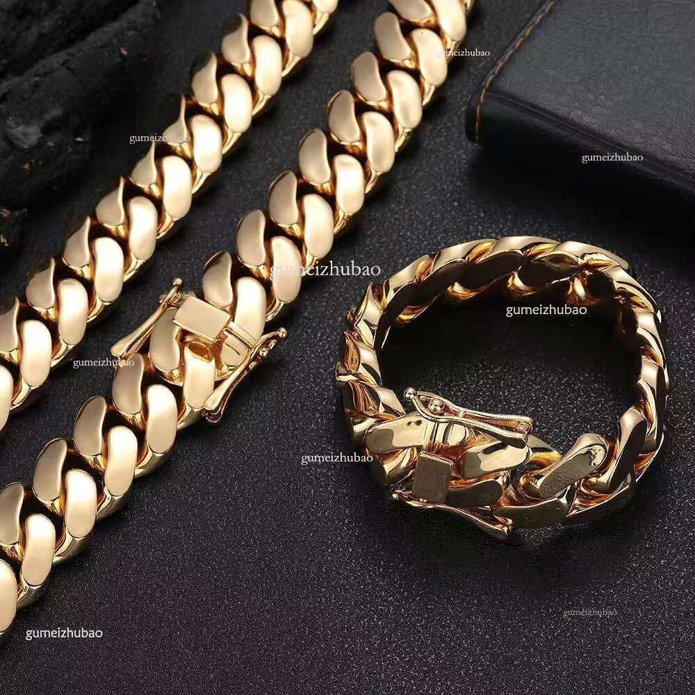 Cadenas Cubana Wholesale Hip Hop Jewelry 14K Gold Plated Choker Solid Miami Cuban k Chain Necklace for Men