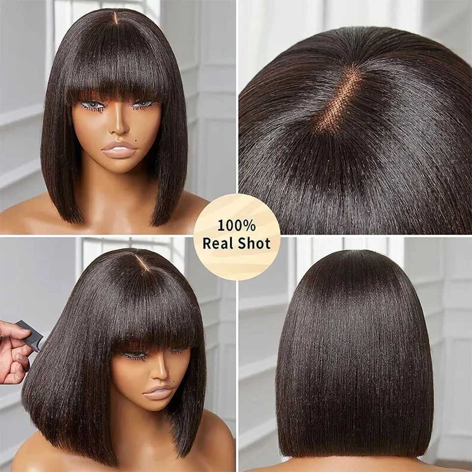 Rosslyn Bob Wig Human Hair Straight Wigs Full Machine Wig Black Wig 1b Bleached Knoted Short Human Hair Wigs Brazilian OriginalT251111