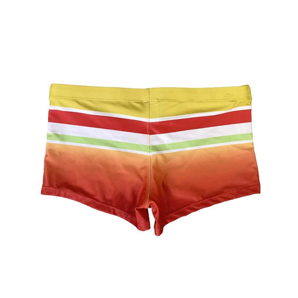 Sexy rainbow striped gradient mens swimsuit quick drying swimsuit sports swimsuit mens summer beach surfboard shortsW250410
