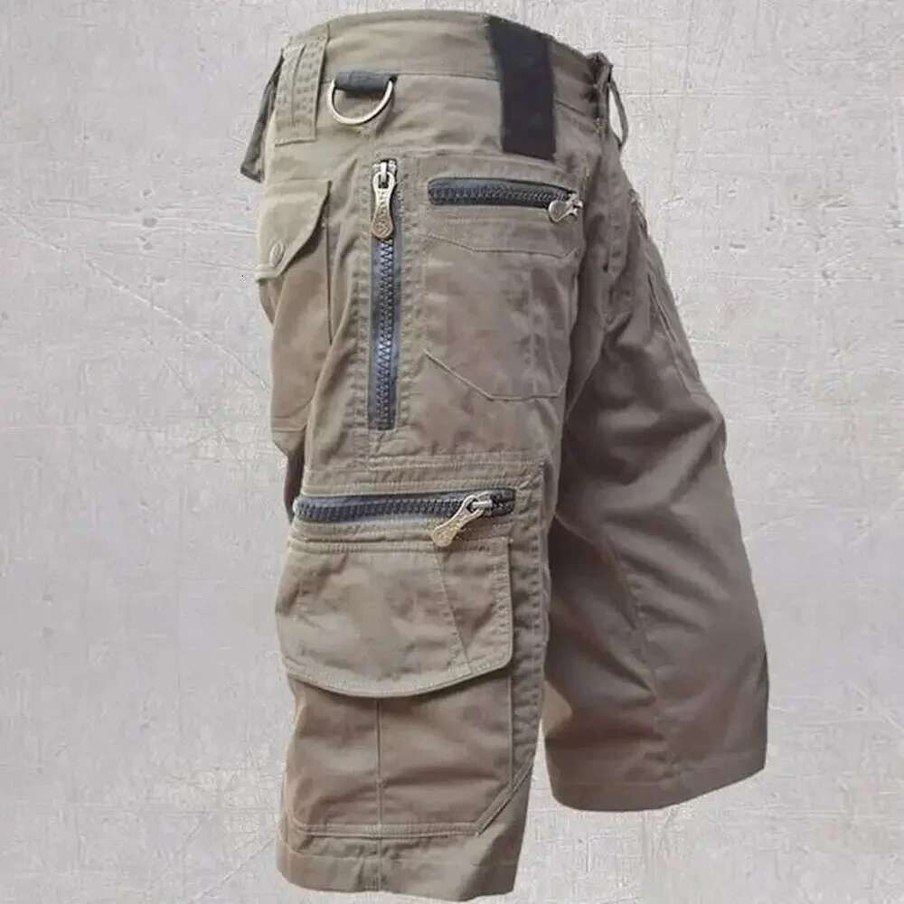 Men's Jogging Solid Color Multi-Pocket Summer Casual Straight Cargo Men Shorts