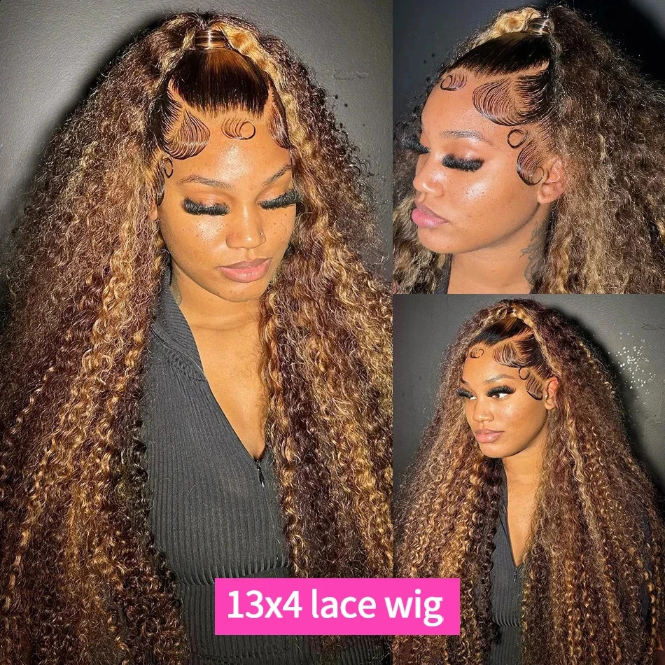 30 36 Inch Curly Highlight Wig Human Hair Honey Blonde 13x4 Lace Front Deep Wave 13x6 Hd Lace Frontal Wig Brazilian For Women 250409
