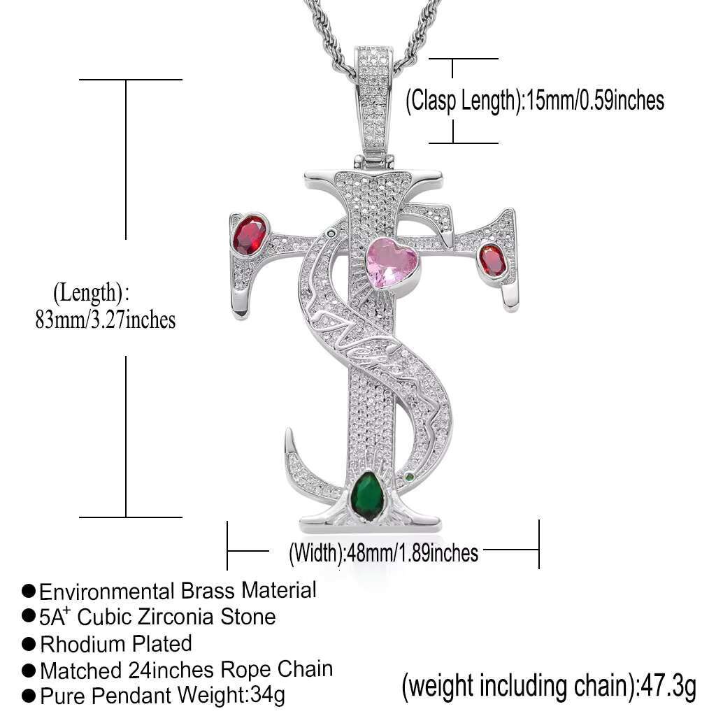 Wholesale Fashion Women Jewelry Trendy TS Pendant Necklace Personalized Rope Chain Neck Chain Jewelry Moissanite Cuban necklace
