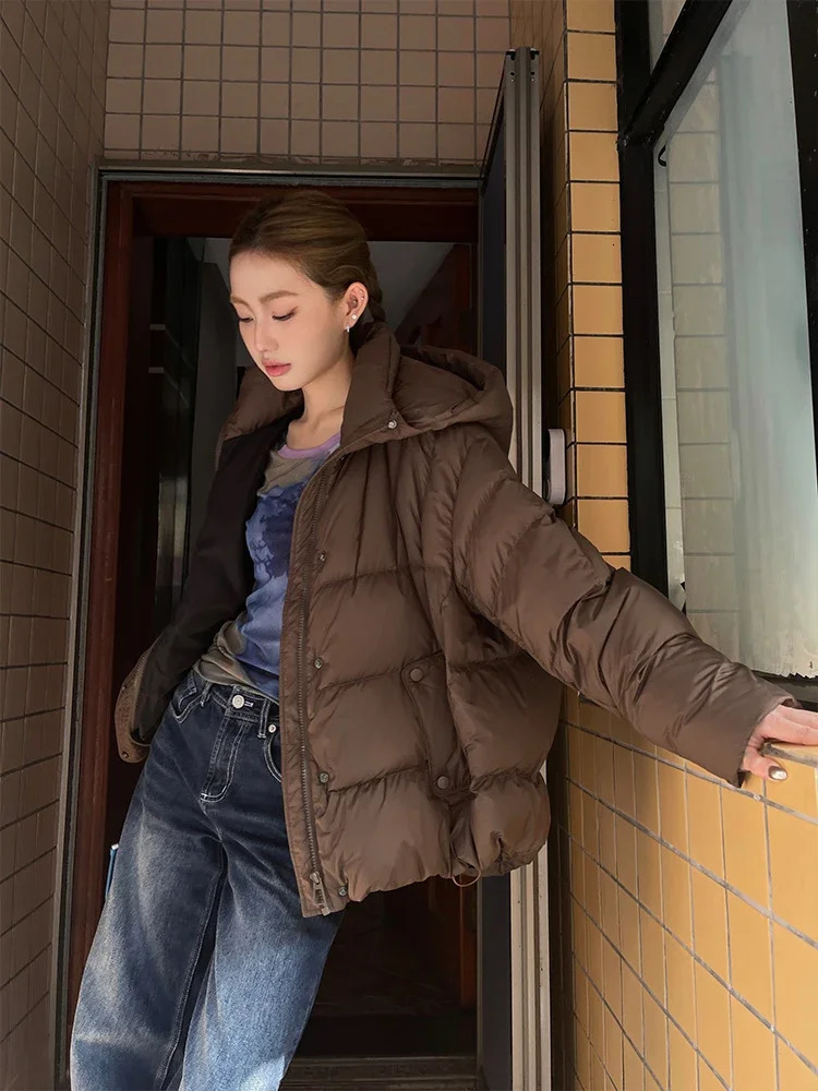 Autumn Winter Lightweight Cloud Feeling Puffer Jacket White Duck Down Warm Short Down Coats Casual Collar Hooded Parkas 251110