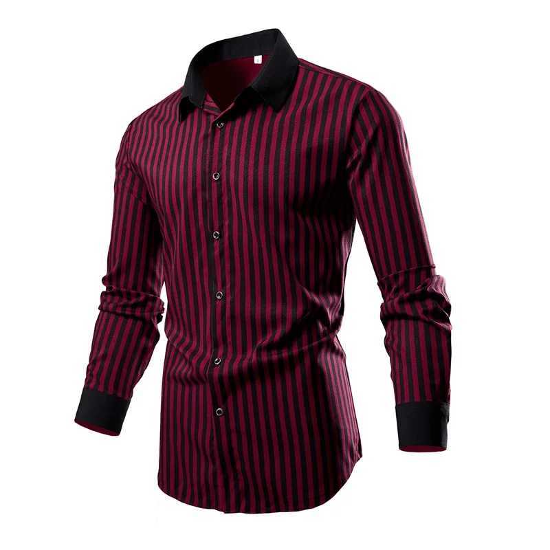 Mens casual recreational business fashion striped long sleeve shirts shirts White red gray etc available K251110