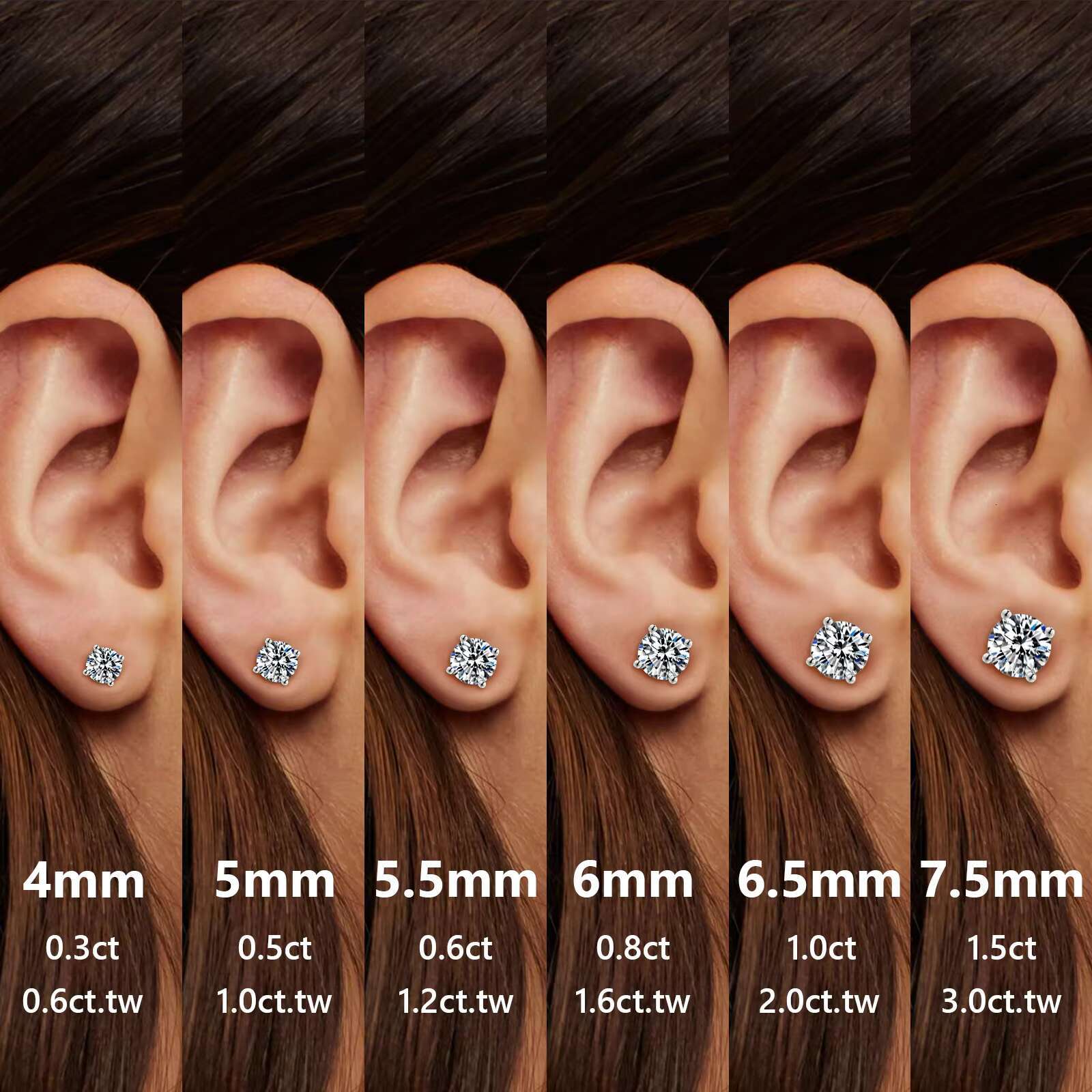 Sleek Design Brilliant Diamonds Stud 1.0ct 2.0ct 4-Prong Jewelry Timeless 18K White Gold IGI Certified Lab-Grown Diamond Earring