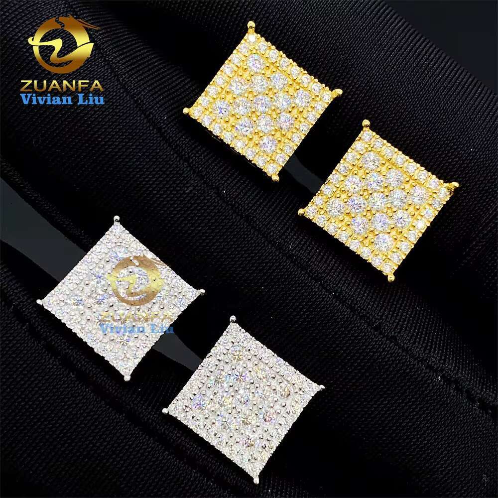 Wholesale Price Vvs Moissanite Diamond Women Jewelry Custom 18k Gold Plated 925 Sterling Silver Stud Earrings