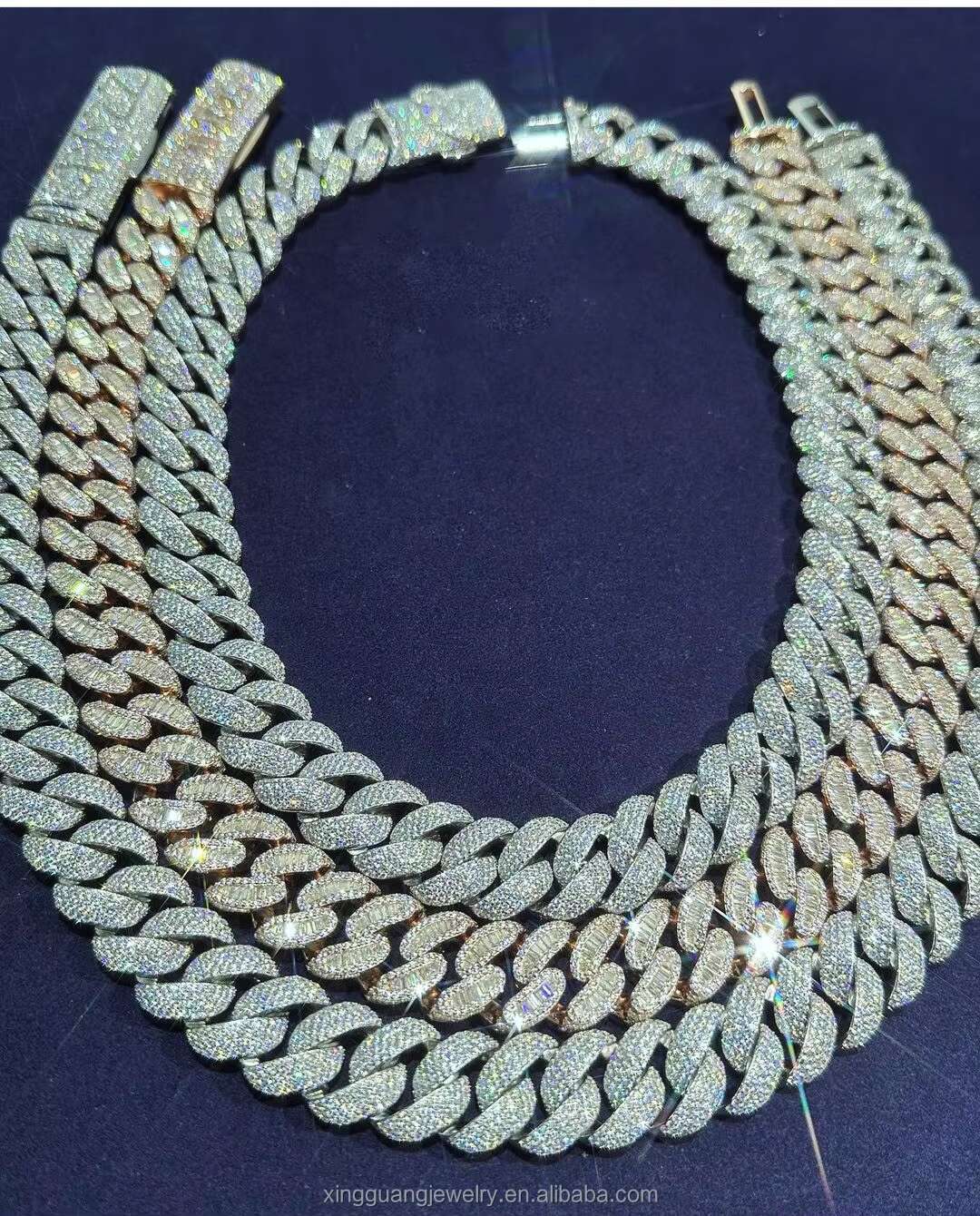 GRA Certificate Full Iced Out Diamond Gold Plated 6mm-13mm Hip Hop VVS Moissanite Diamond S925 Sterling Silver Cuban Link Chain